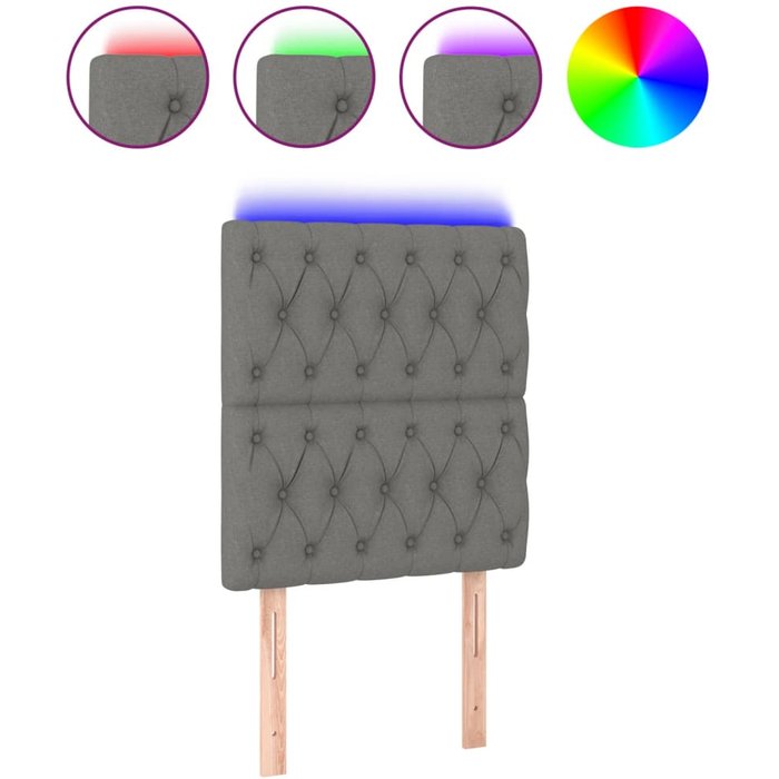 Cabecero cama - mueble cabecero con luces led tela gris oscuro 80x7x118/128 cm