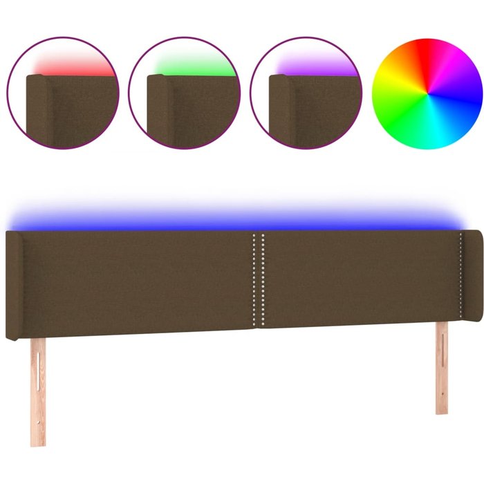 Cabecero cama - mueble cabecero con led de tela marrón oscuro 183x16x78/88 cm