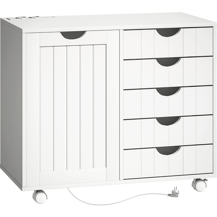 Mueble para impresora homcom melamina de madera, mdf blanco 78 x 40 x 65.5 cm