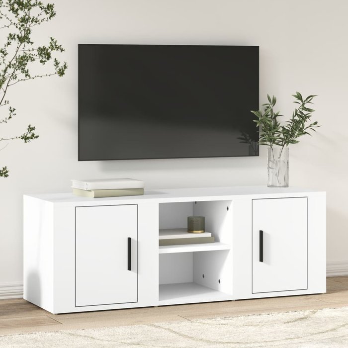 Mueble tv blanco 100x31,5x35 cm madera de ingeniería