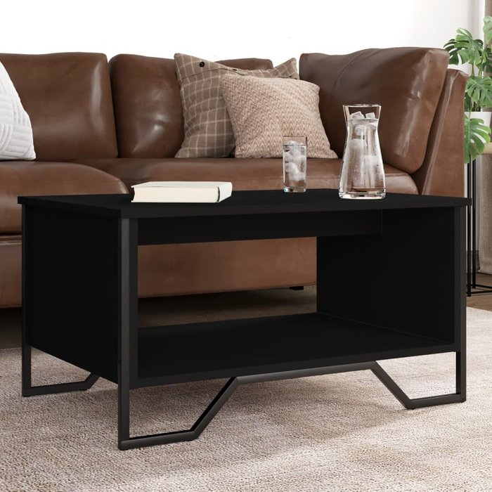 Mesa de centro negra de 75x51x40 cm, fabricada en madera de ingeniería.