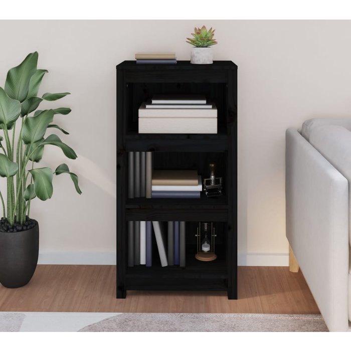 Estantería madera maciza de pino negra 50x35x97 cm – comfortxl