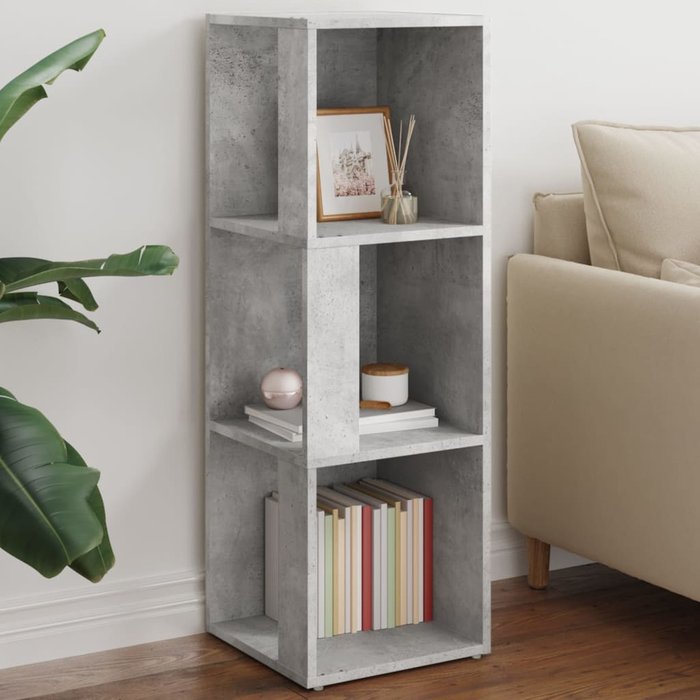 Armario esquinero gris cemento 33x33x100 cm madera contrachapada