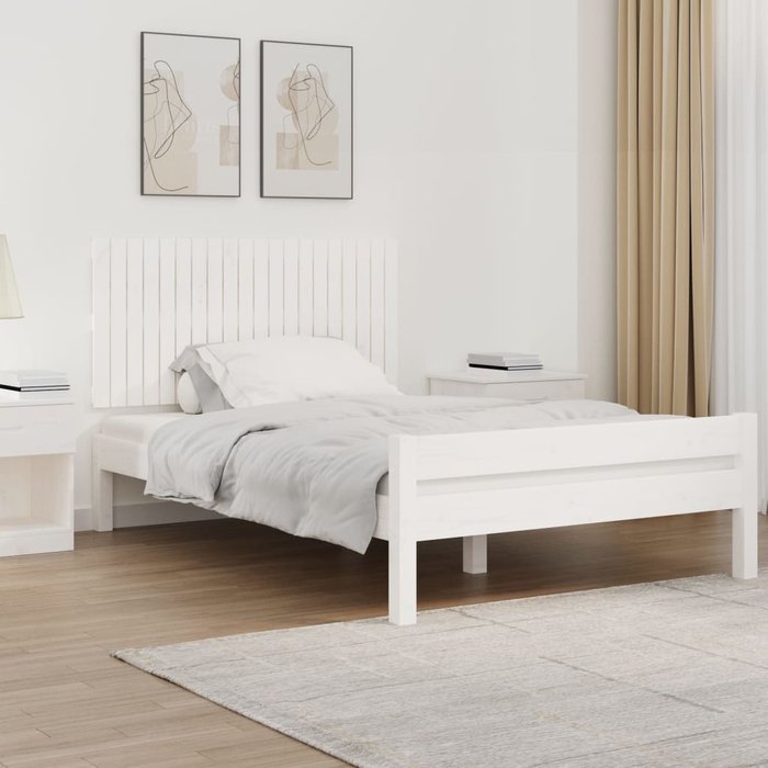 Cabecero de pared blanco 127,5x3x60 cm madera maciza de pino