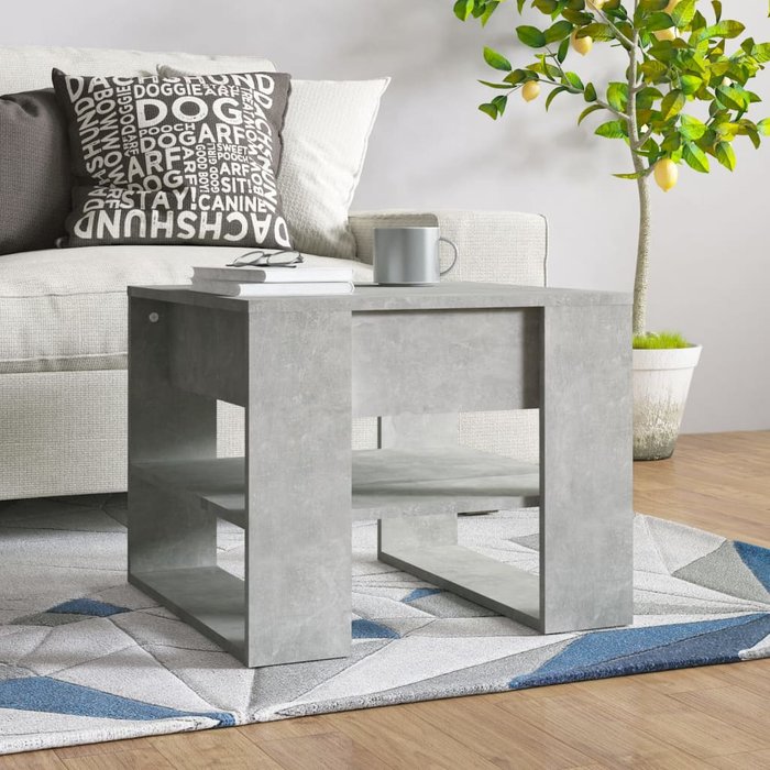 Mesa de centro gris cemento 55,5x55x45 cm madera contrachapada