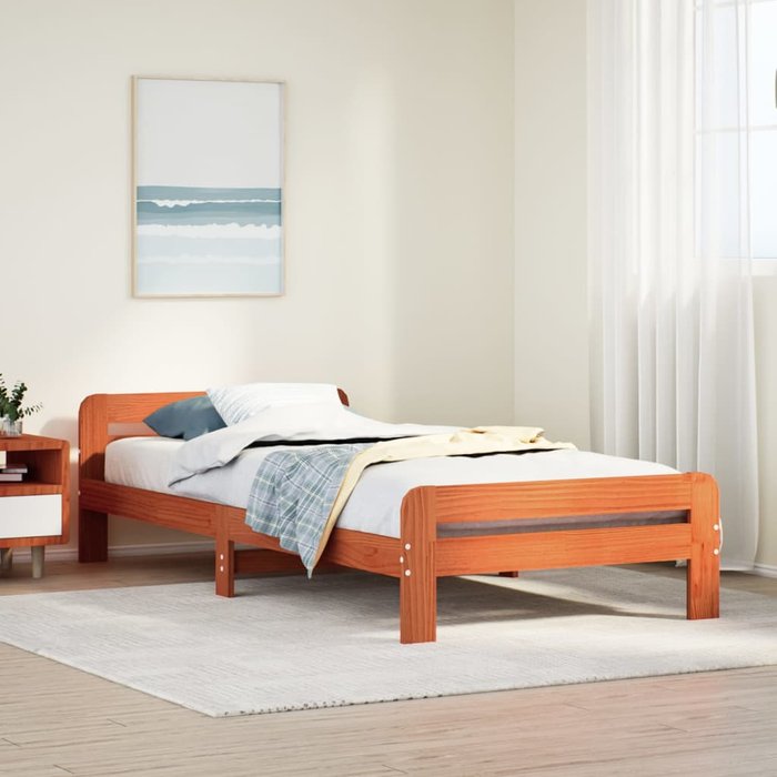 Estructura de cama sin colchón madera maciza marrón 75x190 cm vidaxl