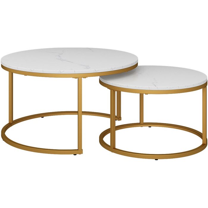 Vicco conjunto de mesas de centro montreal, blanco/oro, 77 x 40 cm 2 partes