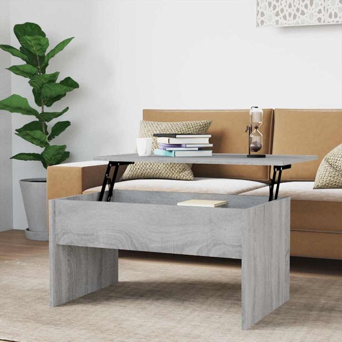 Mesa de centro sonoma, gris, 80x50,5x41,5 cm, madera de ingeniería.