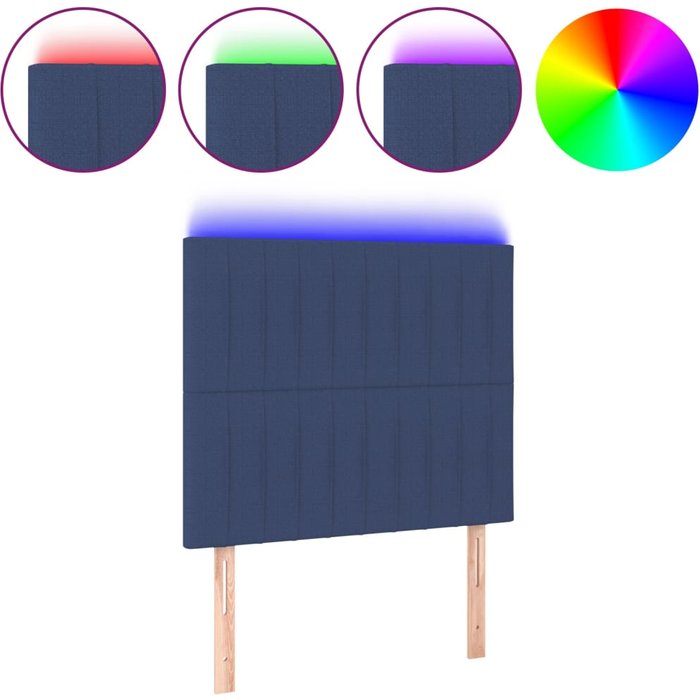 Cabecero cama - mueble cabecero con luces led tela azul 100x5x118/128 cm