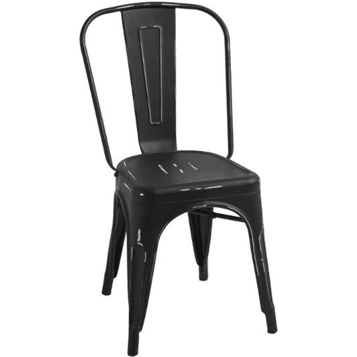 Silla industrial vintage de acero kontoir-negro