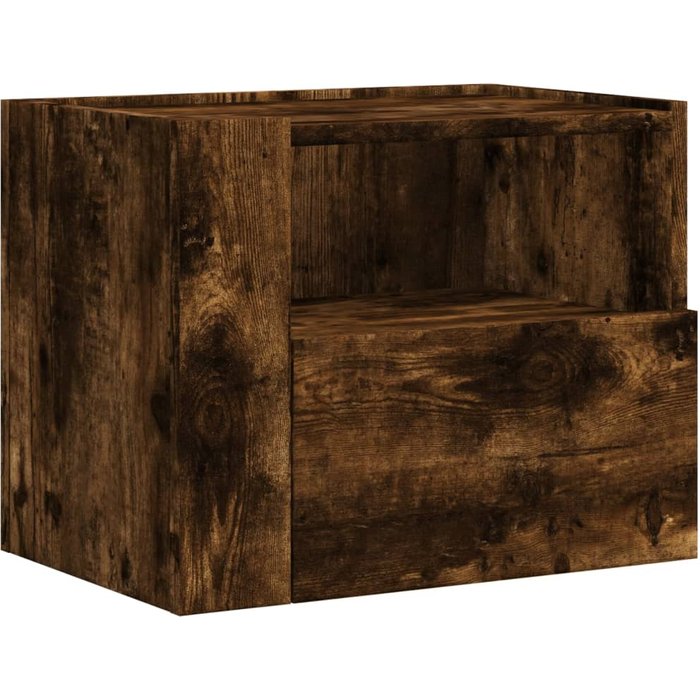 Mesitas de noche de pared 2 uds color roble ahumado 45x30x35 cm - comfortxl