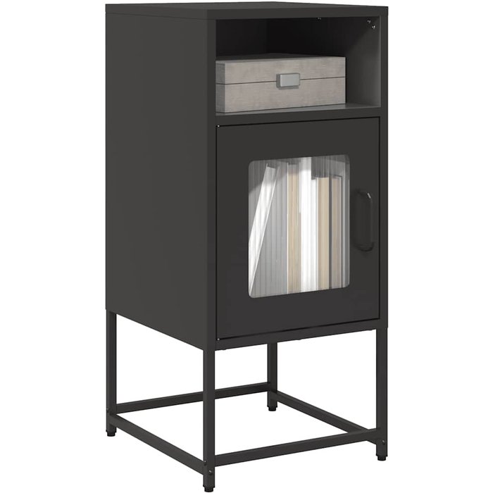 Maison exclusive - mesita de noche acero laminado en frío negro 36x39x78 cm