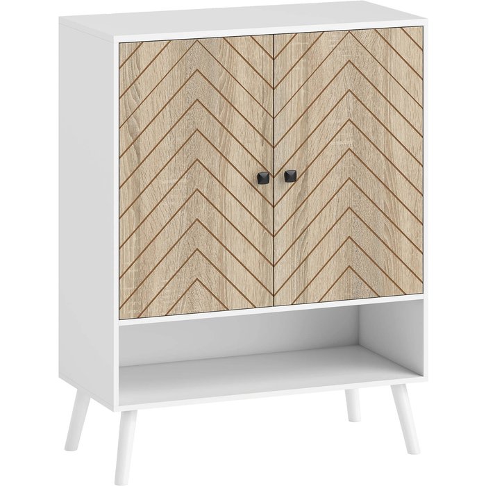 Zapatero homcom melamina de madera, mdf blanco y natural 75x35x97 cm