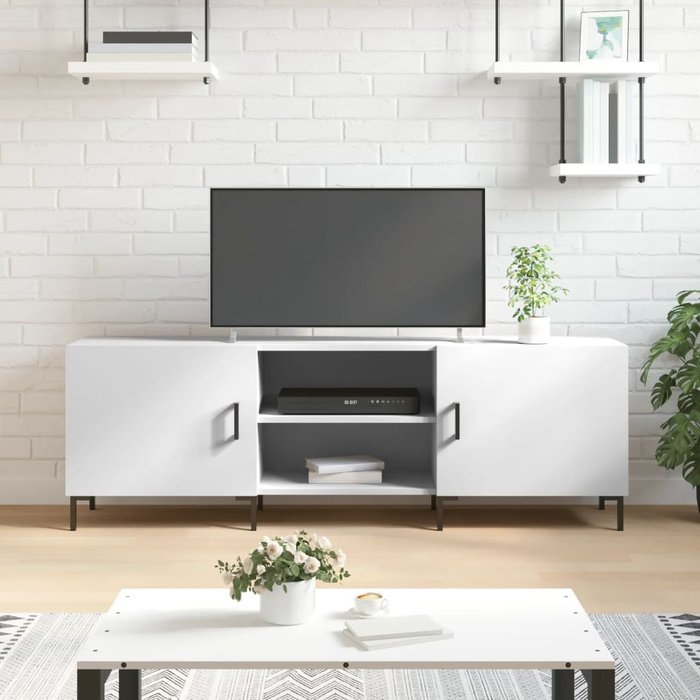 Mueble de tv blanco 150x30x50 cm madera de ingeniería