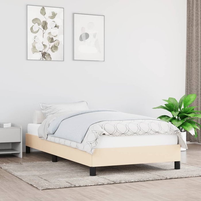 Estructura de cama crema 90 x 200 cm tela