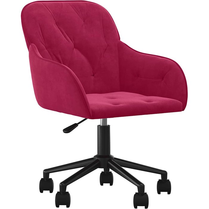 Silla de oficina giratoria de terciopelo rojo tinto - comfortxl