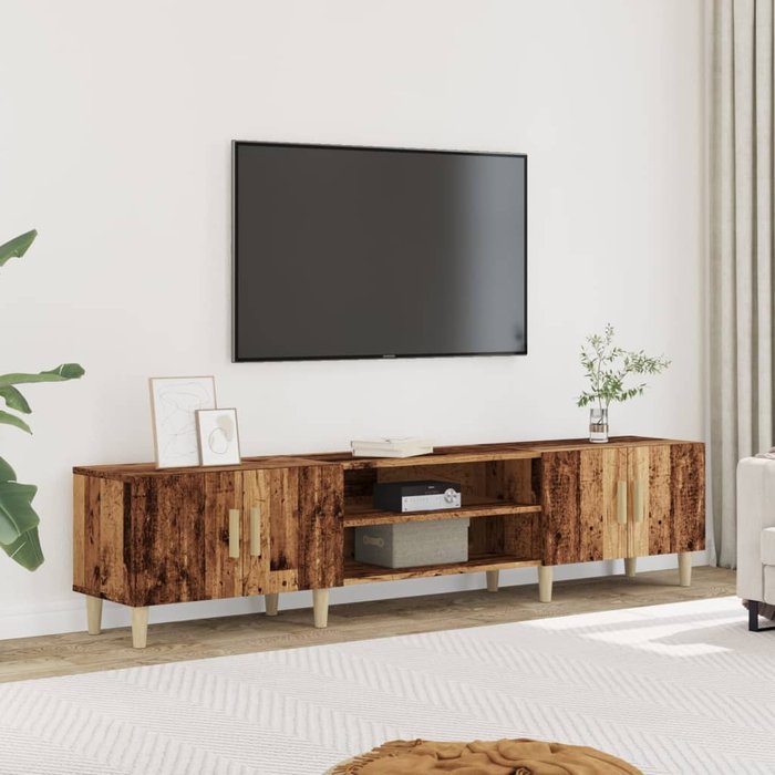 Mueble de tv en madera envejecida, 180x31,5x40 cm, madera de ingeniería
