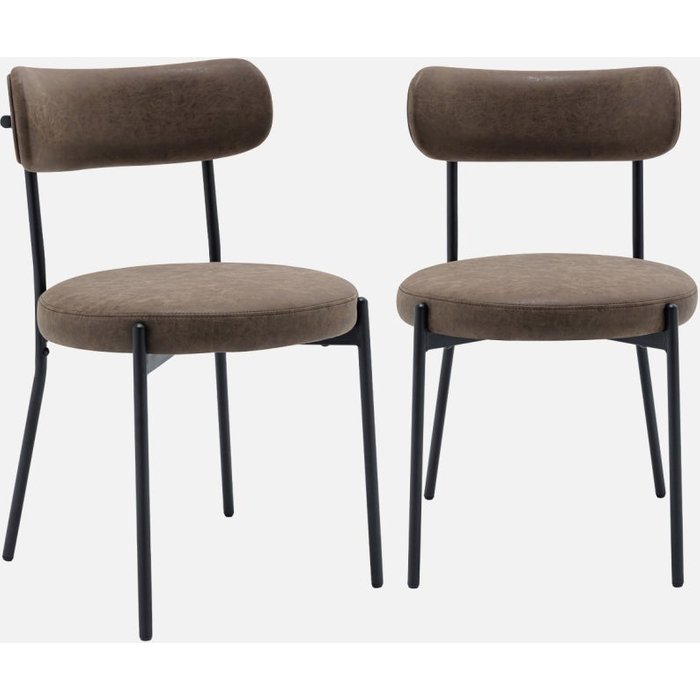 Silla de metal y polipiel marrón, set de 2 marrón - 47x49x76.5 cm