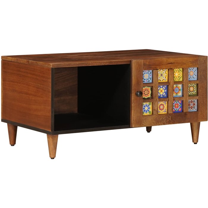 Mesa de café marrón 80 x 50 x 40 cm madera de mango maciza vidaxl