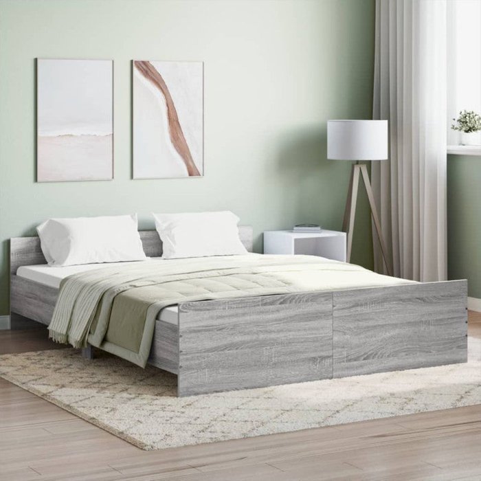 Estructura de cama con cabecero piecero gris sonoma 140x200 cm vidaxl
