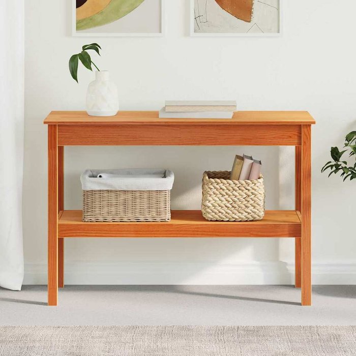 Mesa consola marrón cera 110 x 40 x 75 cm madera maciza de pino