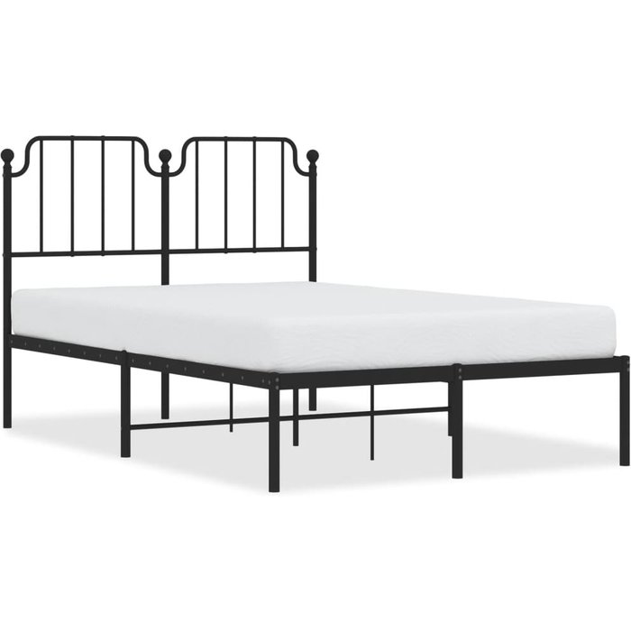 Estructura cama sin colchón con cabecero metal negro 120x190 cm — comfortxl