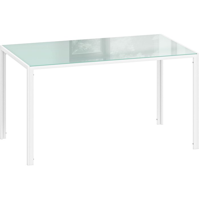 Mesa de comedor homcom vidrio templado, metal blanco 140x80x75 cm 835-479v01wt