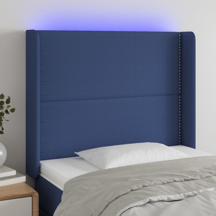Cabecero led azul 93x16x118/128 cm tela