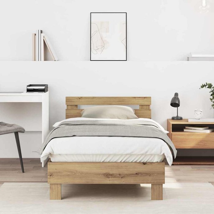 Marco de cama roble artisan 90 x 190 cm madera contrachapada