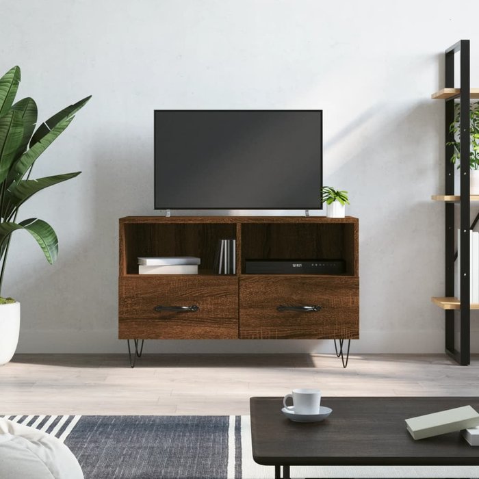 Vidaxl mueble para tv madera contrachapada roble marrón 80x36x50 cm