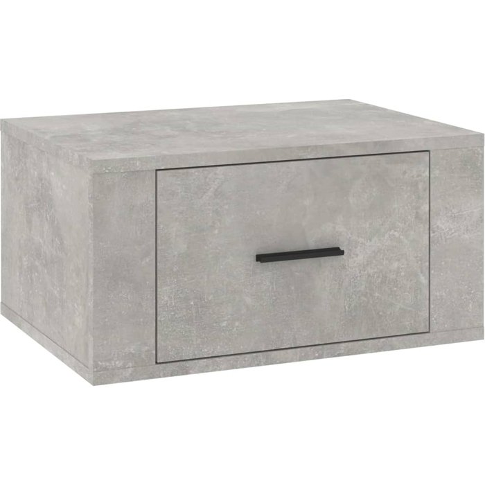 Mesita de noche de pared gris hormigón 50x36x25 cm