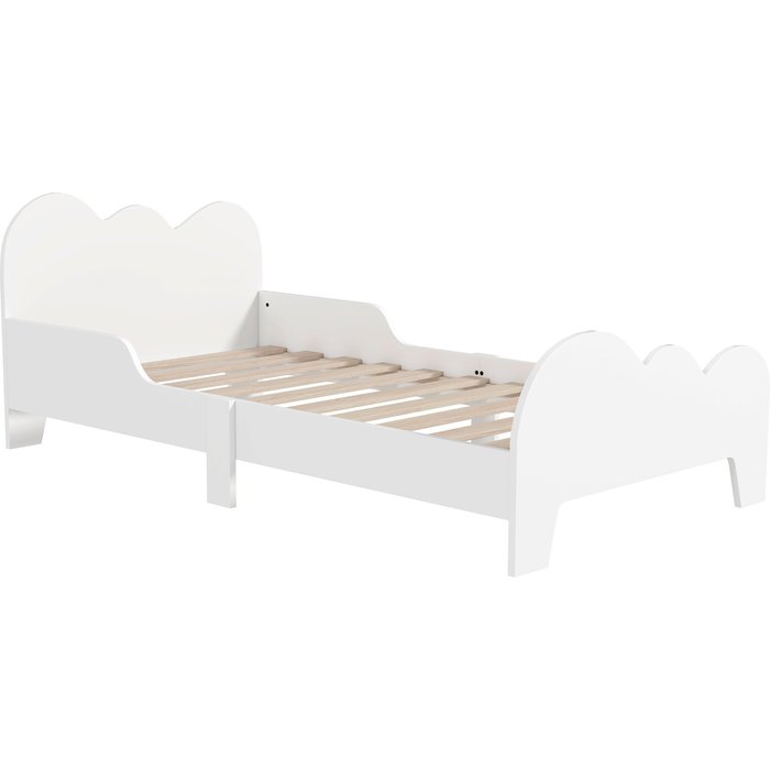 Cama infantil blanca 143,5x74,5x56cm con barreras seguridad diseño nube +3 años