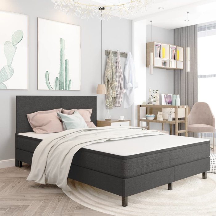 Cabecero cama - mueble cabecero de tela gris oscuro 180x200 cm
