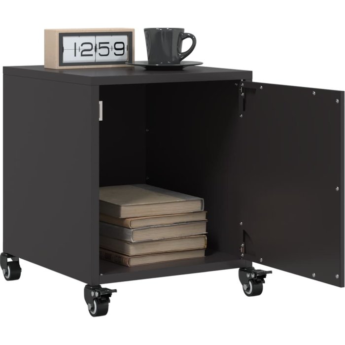 Mesitas de noche negras de 2 piezas, 36x39x43,5 cm, acero