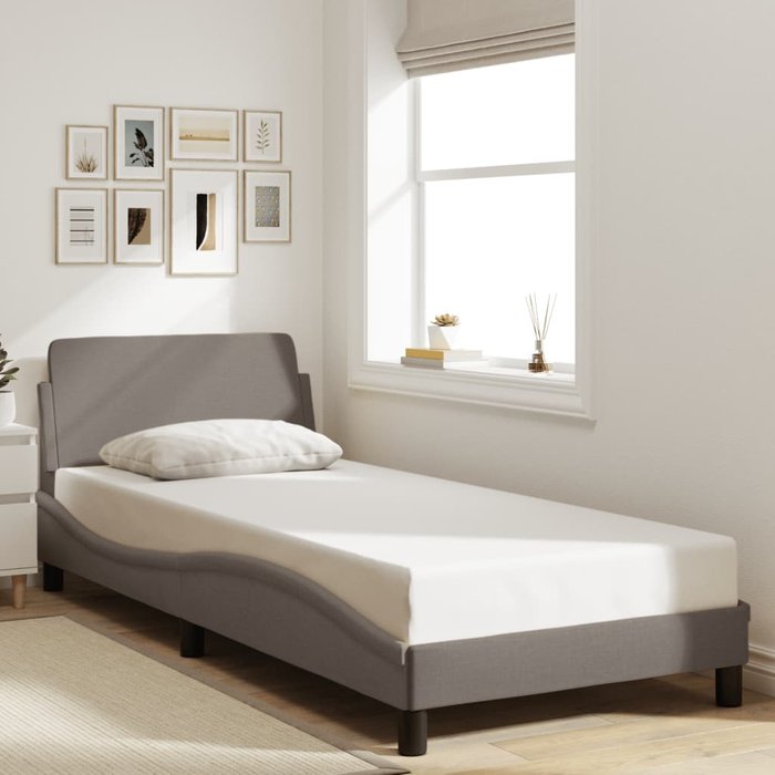 Estructura de cama con cabecero dover tela taupe 80x200cm vidaxl