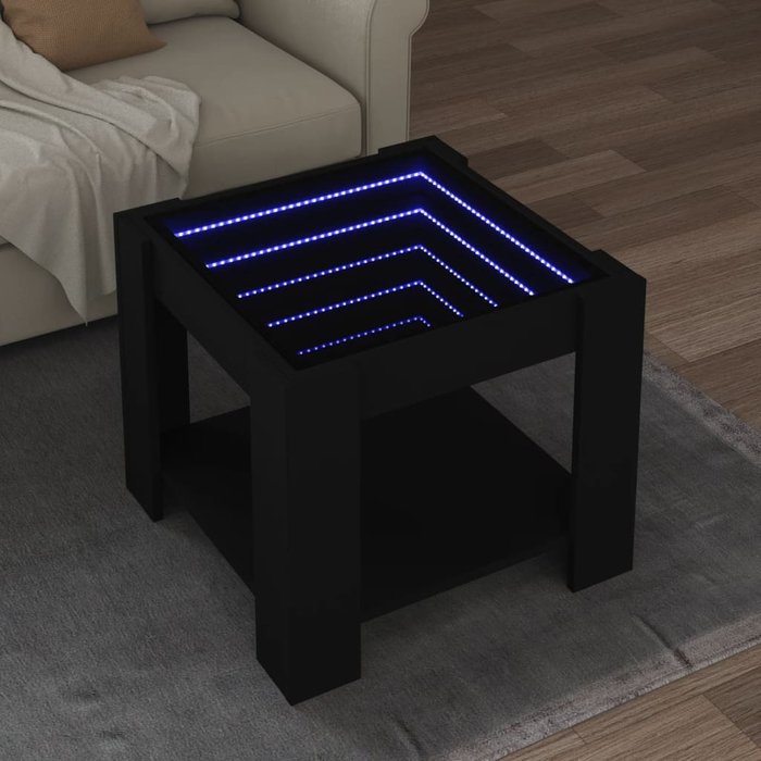 Maison exclusive - mesa de centro con led madera de ingeniería negro 53x53x45 cm