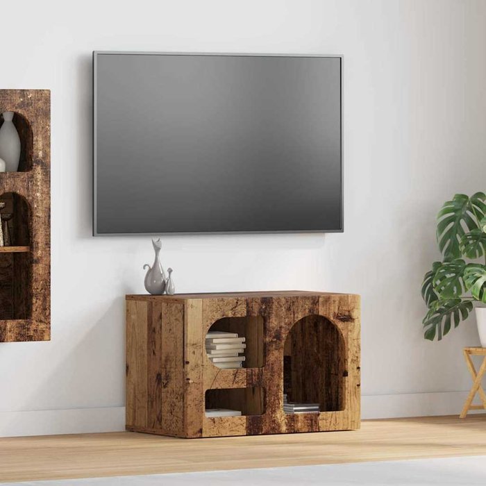 Mueble de tv de madera antigua, 60 x 35 x 40 cm, madera de ingeniería