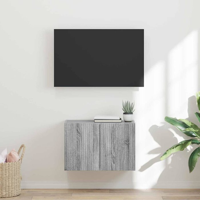 Mueble de tv de pared sonoma gris de 59,5 x 31 x 40 cm de madera de ingeniería