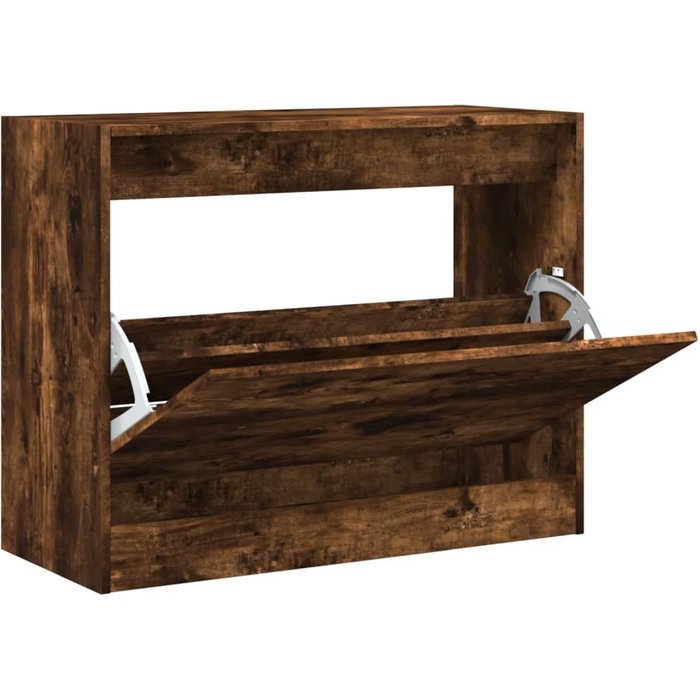 Zapatero de madera de ingeniería roble ahumado 80x34x63 cm - comfortxl