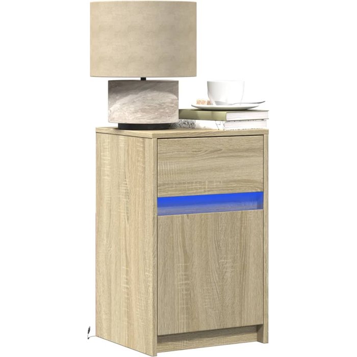 Mesitas de noche luces led 2 uds madera ingeniería roble sonoma vidaxl