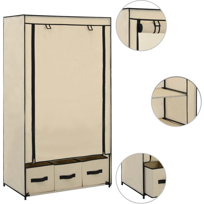Armario | guardarropa de tela color crema 87x49x159 cm cfw53865