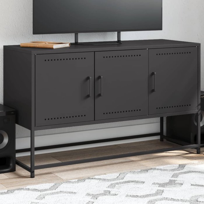 Mueble para tv de acero negro 100,5x39x60,5 cm