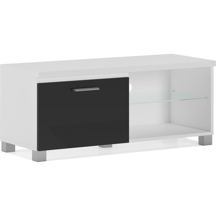 Mueble bajo para tv led, salón-comedor, lacado en blanco y negro, 100x40x42cm