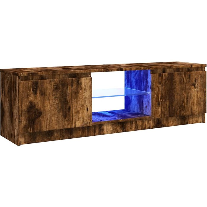 Mueble de tv con iluminación led roble ahumado 120x30x35,5 cm - comfortxl