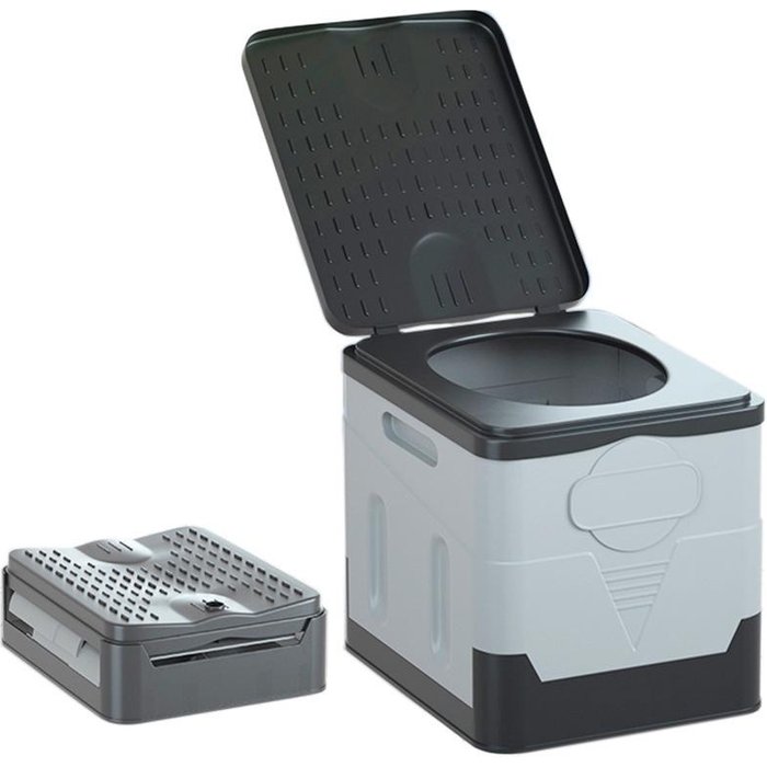 Inodoro portátil para coche/camping, hasta 317 kg (gris, 27,6 x 30,8 x 30,8 cm)