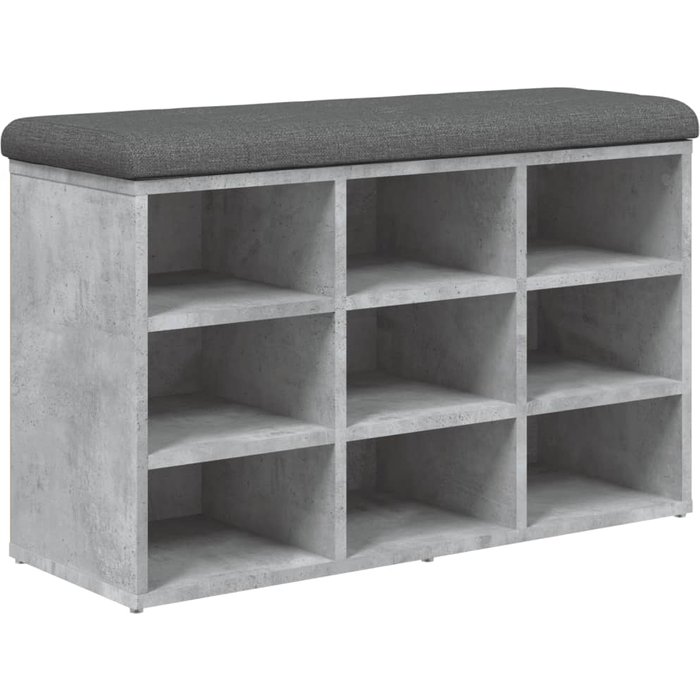Banco zapatero madera de ingeniería gris hormigón 82x32x50 cm - comfortxl