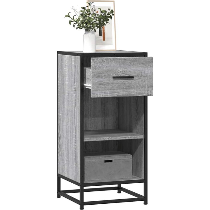 Maison exclusive - aparador madera ingeniería y metal gris sonoma 35,5x35x76 cm