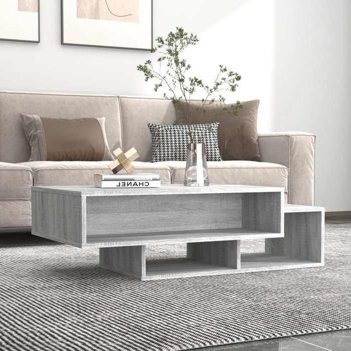 Mesa de centro sonoma gris 105x55x32 cm madera contrachapada
