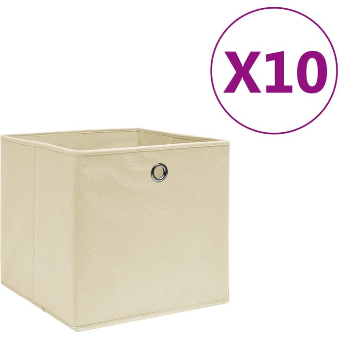 Maison exclusive - cajas de almacenaje 10 uds tela no tejida crema 28x28x28 cm