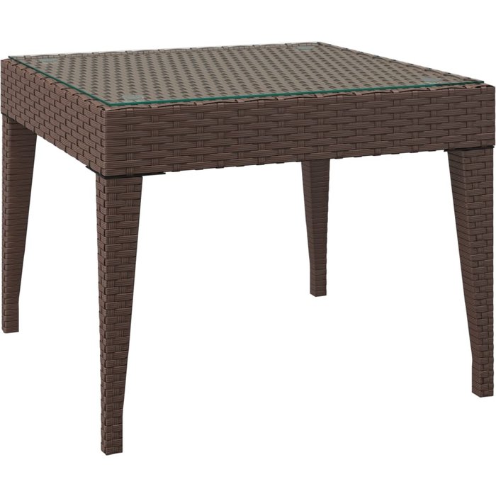 Mesa auxiliar vidrio templado ratán sintético marrón 50x50x38cm - comfortxl